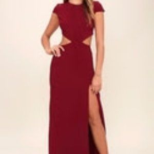 RED EVENING DRESS/GOWN CUTOUT MAXI LULUS